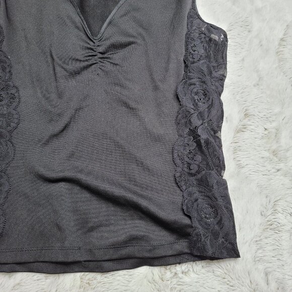 Y2K Cinema Etoile Lace Side Ruch Neck Detail V Neck Blouse Size S - Picture 7 of 11